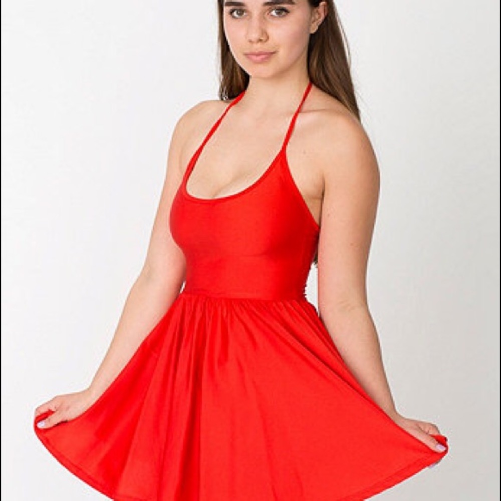 American Apparel Spandex Red Twirl Dress